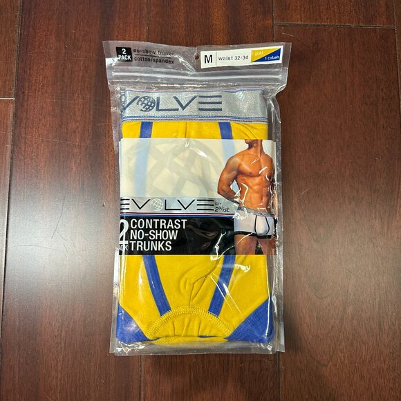 Evolve Men’s Contrast No-Show Trunks – 2 Pack – Size Medium – Sealed - Picture 1 of 4
